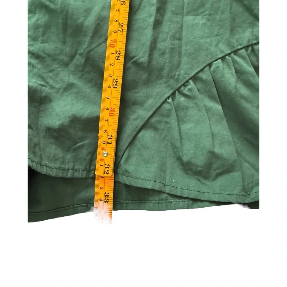 Kojooin Army Green Romper with Ruffled Hem and Collared Neckline - Picture 2 of 11